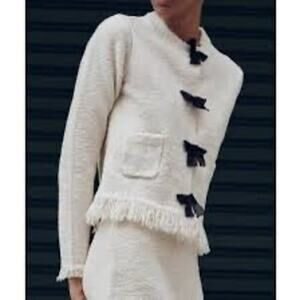 Zara Cream Sweater with Black Bows